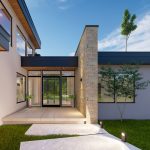Modern single-story home with a large front yard