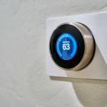 Smart thermostat set to 63 degrees