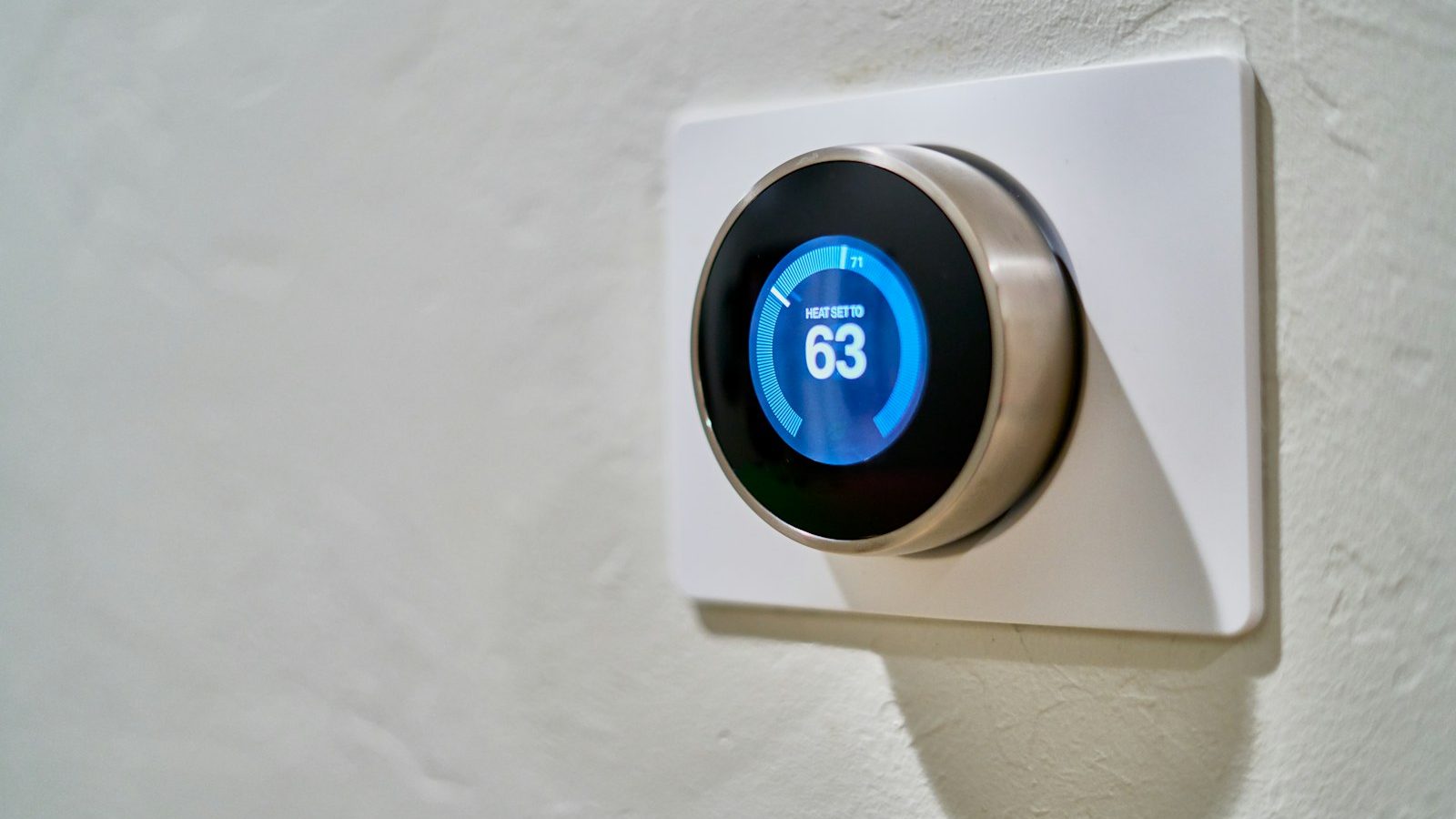 Smart thermostat set to 63 degrees