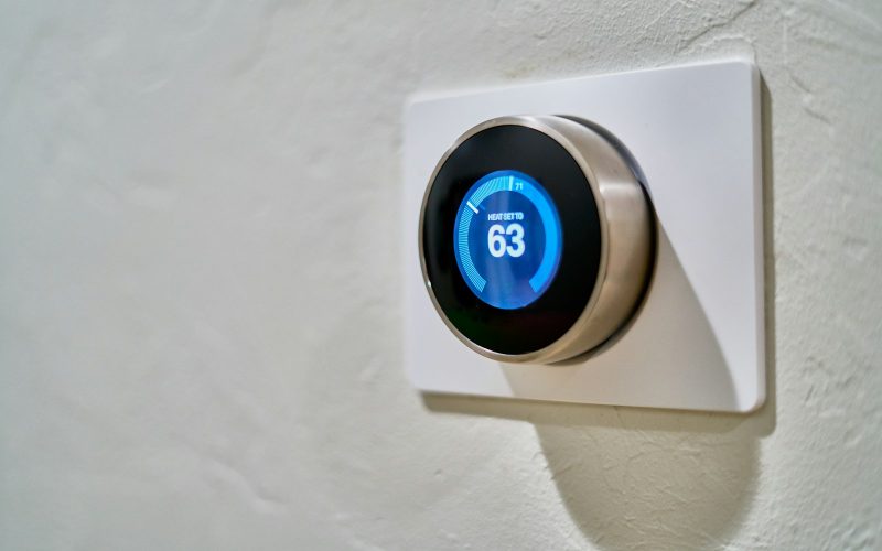 Smart thermostat set to 63 degrees